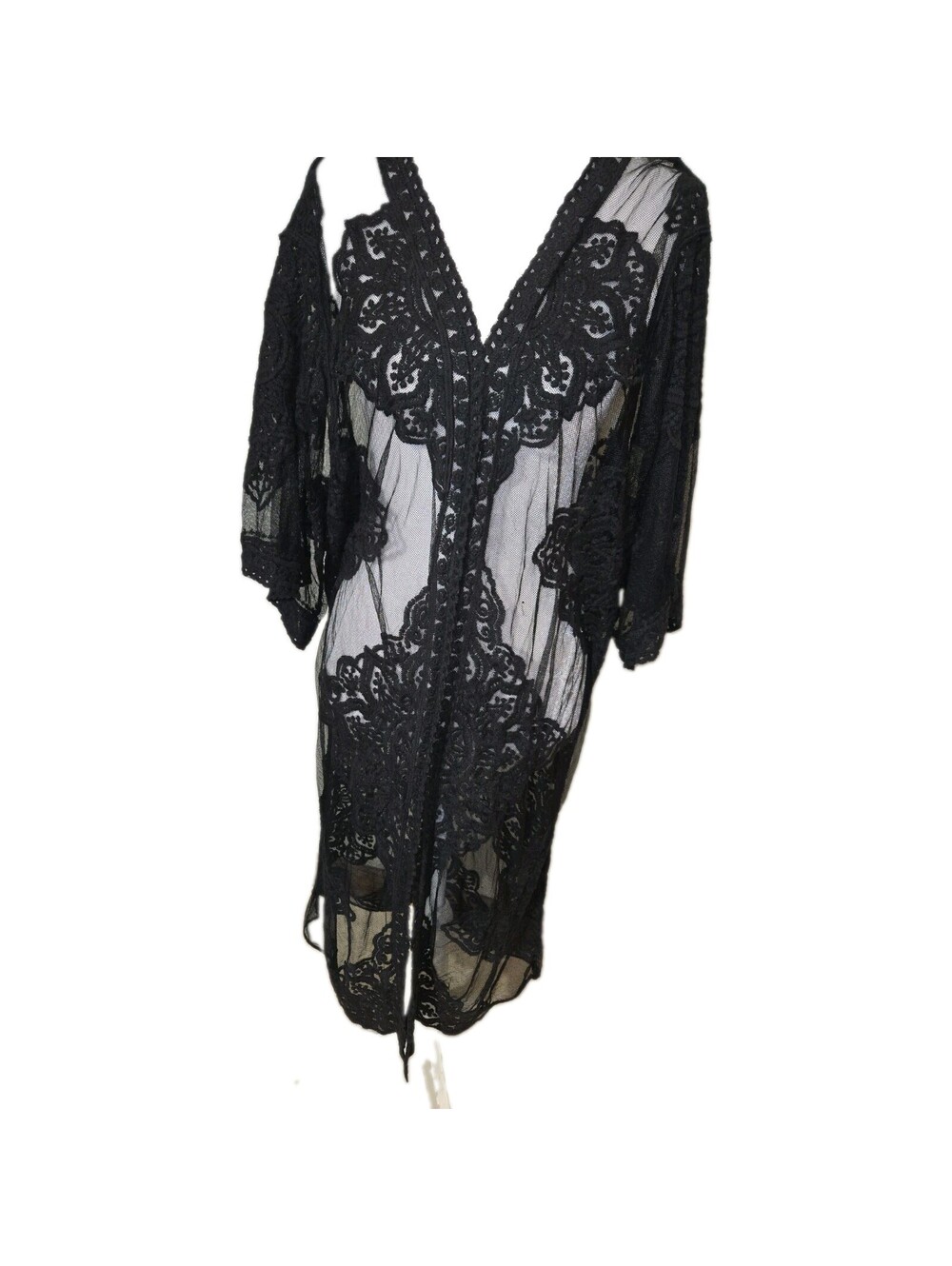 women mesh sheer lace see-through Duster XL Witchy Whimsy Fairy Goth Grunge